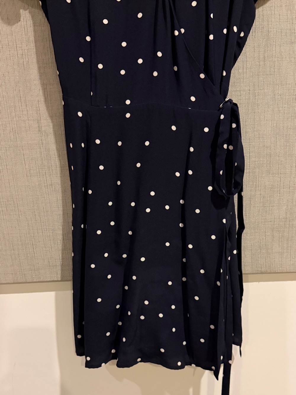 Sézane Anastasia Navy Silk Polka Dot Wrap Dress - Picture 14 of 14